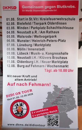 Von Rheda-Wiedenbrück bis Fehmarn geht die Strecke „Didi on Tour“.